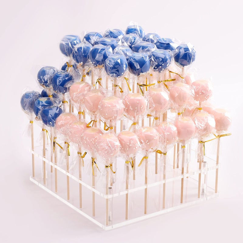 Goabroa Cake Pop Stand, 56 Holes 3 Tier Clear Acrylic Lollipop Holder, Cake Pop Holder Stand for Birthday Shower Decorations Weddings Parties Anniversaries Dessert Display - Image 1